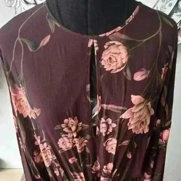 JOHNNA ORTIZ X H&M Crepe Frill Floral Maxi Dress, 3/4 sleeve, Size L - Picture 6 of 9